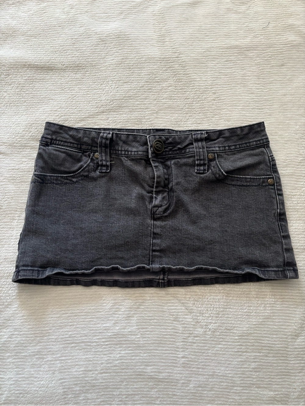 Eckored Black Denim Mini Skirt